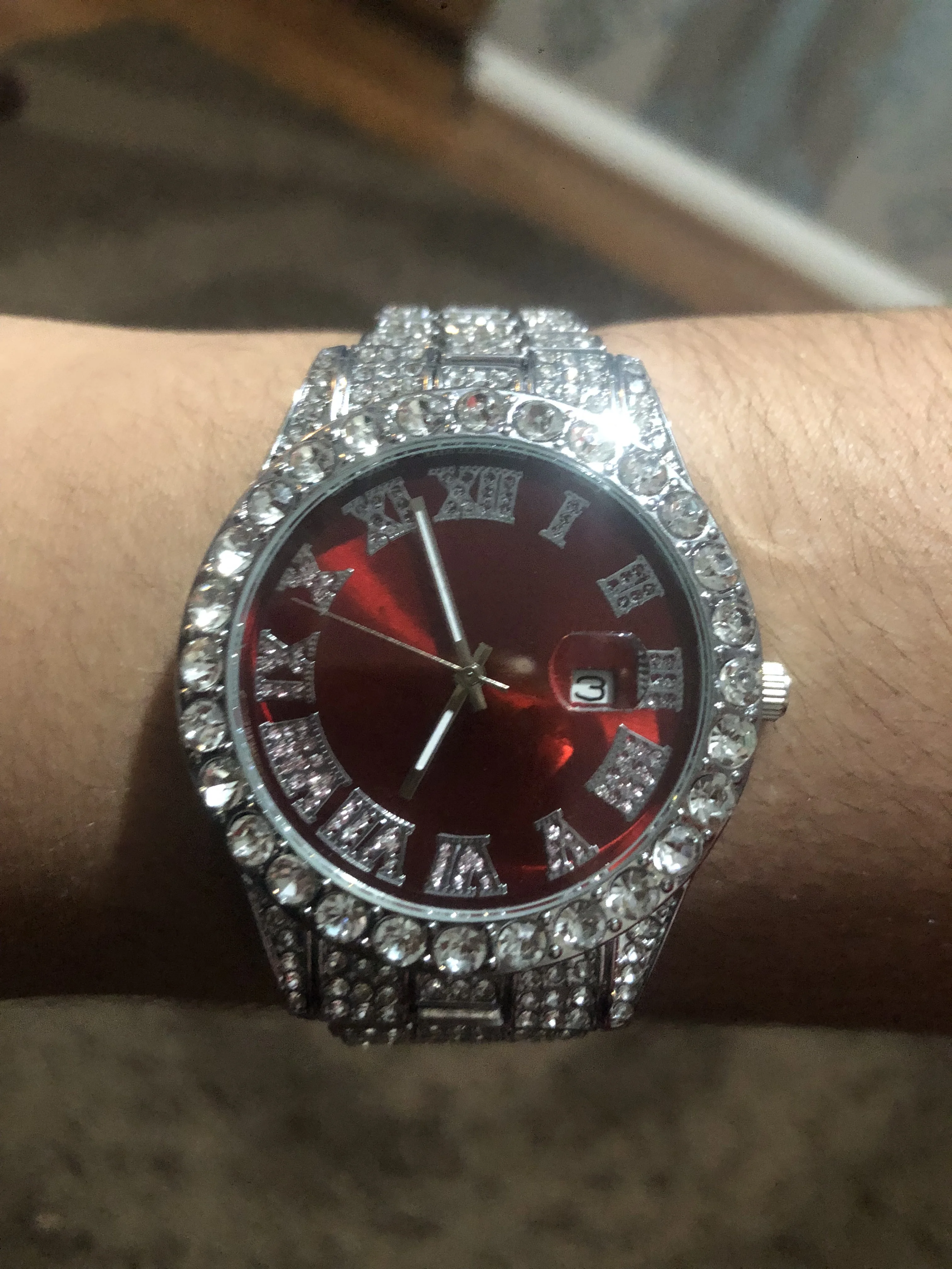 mens watch with calendar,luxury mens watch,quartz wristwatch,water resistant,hip hop style,aacz photo review