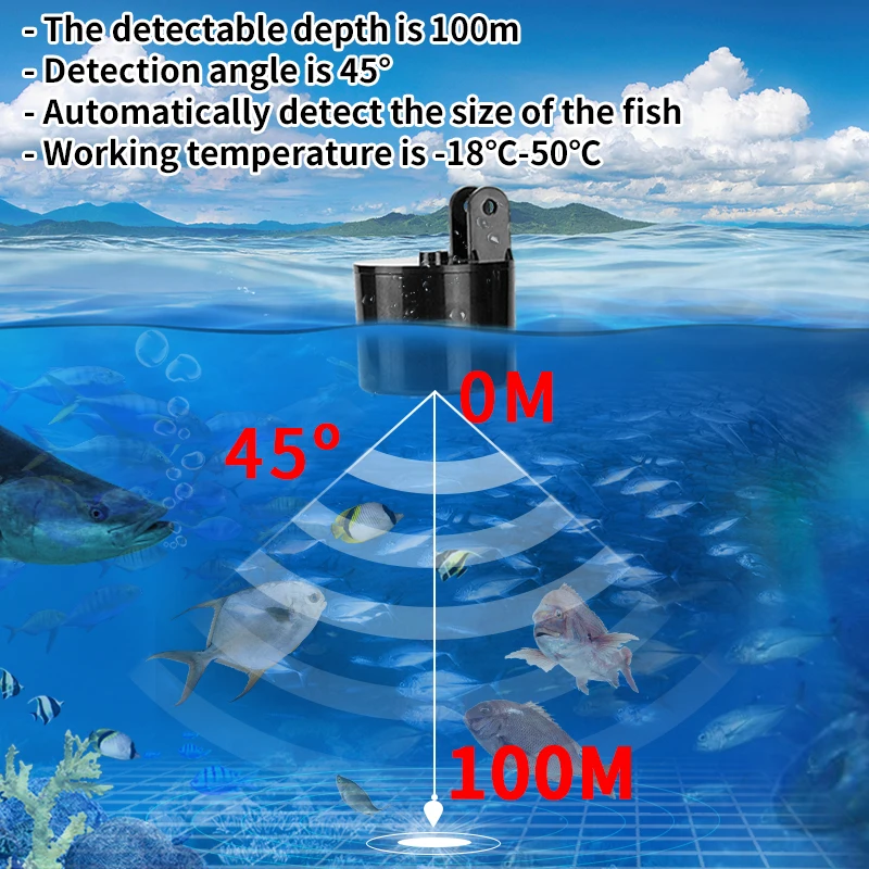 Fish Finder Erchang XF03 Portable Sonar Fish Finder Fishing lure Echo Sounder Fishing Finder Lake Sea 100M Depth