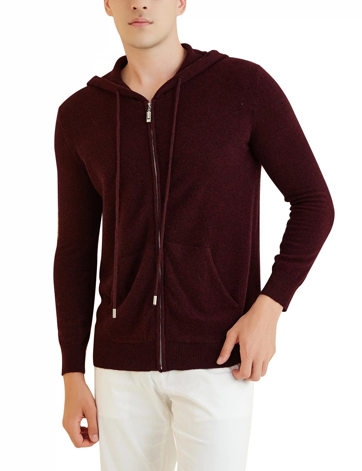 LONGMING Sweater Men's Cardigan Hoodies 100% Merino Wool 2023 Fall Winter Warm Long Sleeve Zip Sweatshirt Sport Hooded Jacket 5