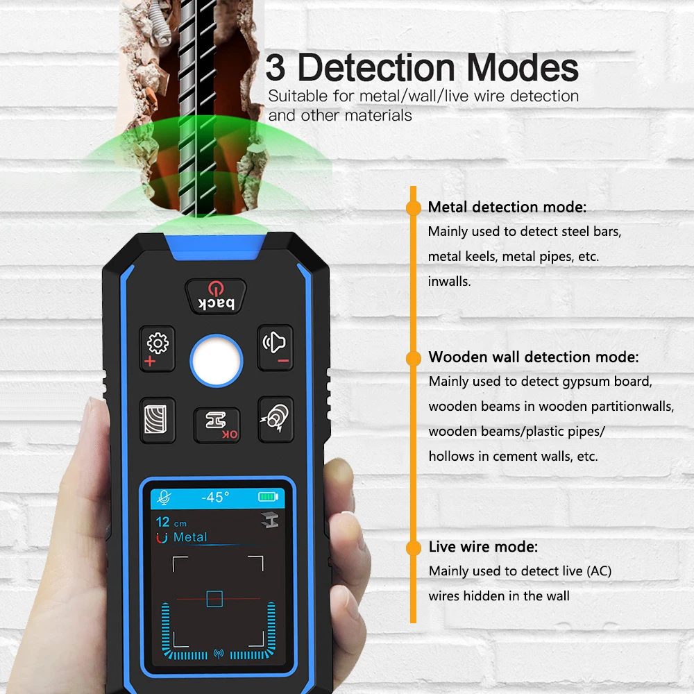 NOYAFA Wall Detector New Design Positioning Hole AC Wire Metal Wood Stud Distance Meter Tool 5
