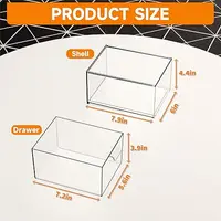 Set of 2 Stackable Acrylic Storage Drawers. Under - Cabinet Pull - out Drawers. 4.4'' Tall Clear Plastic Organizer Bins for Make 2