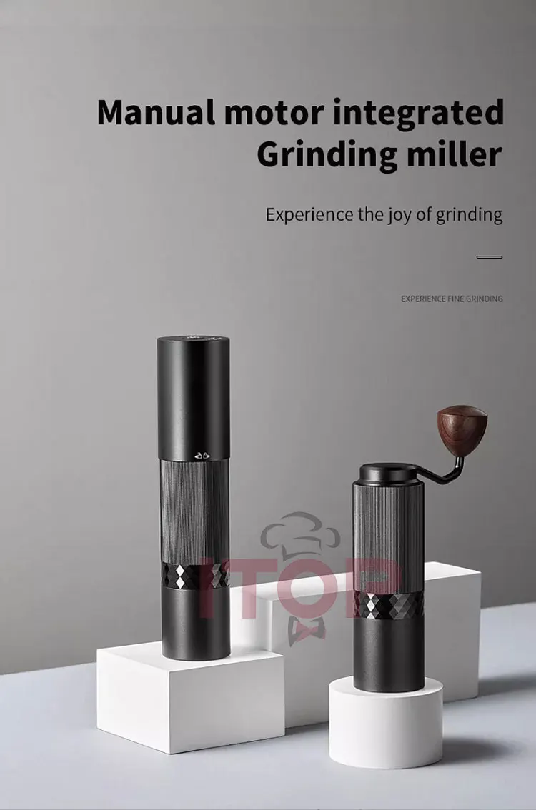Abd1d09d2cd0e48b2bf99f14b2ac14fa22 ITOP SD1 Hybrid Energy Coffee Grinder Electric Rechargeable Portable Motor& Manual Coffee Grinder Stainless Steel Burrs