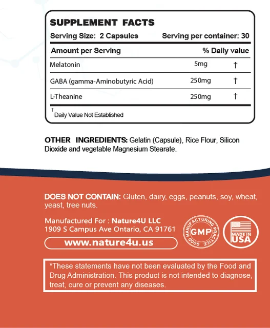 3 in 1 Sleep Aids for Adults Extra Strength, Extend Release Melatonin 5 mg, L Theanine 250 mg, GABA 250 mg, Relaxation and Sleep