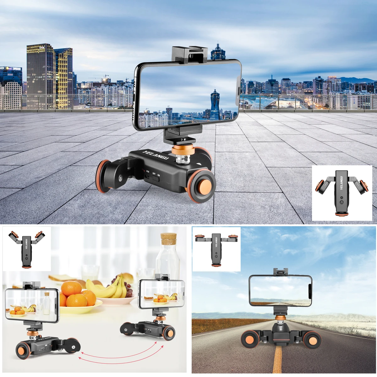 YELANGU L4X Motorized Camera Slider Video Dolly Electric Track Slider with Remote for DSLR Camera Camcorder Action Phone