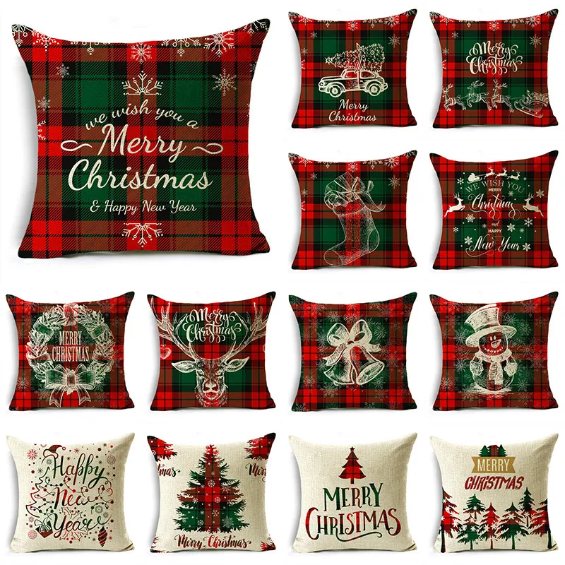 

TFAN Christmas Gnome Pattern Cushion Cover Multiple Sizes Linen Decorative Pillow Case Throw Pillow Cover 40cm 45cm 50cm