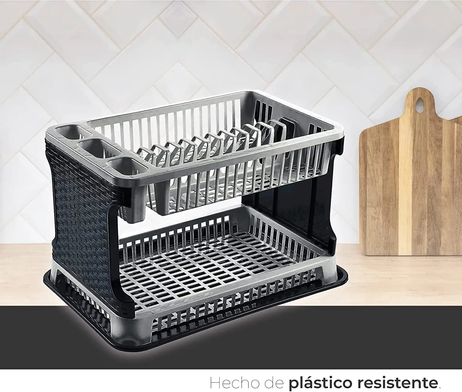 43x25x27 Cm Rattan Plastic Dish Drainer for Kitchen Sink 2 Levels Dish  Drainer Plastic Multi-Functional Dishes Dishes Cups Furni