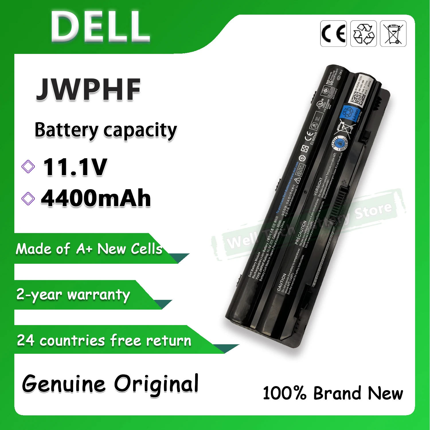 Batteria Per Laptop Originale 11.1V 4400Mah Jwphf R795X Whxy Per Dell Xps Serie 14 (All) Xps Serie 15 (All) 17/17 Serie 3D (All)
