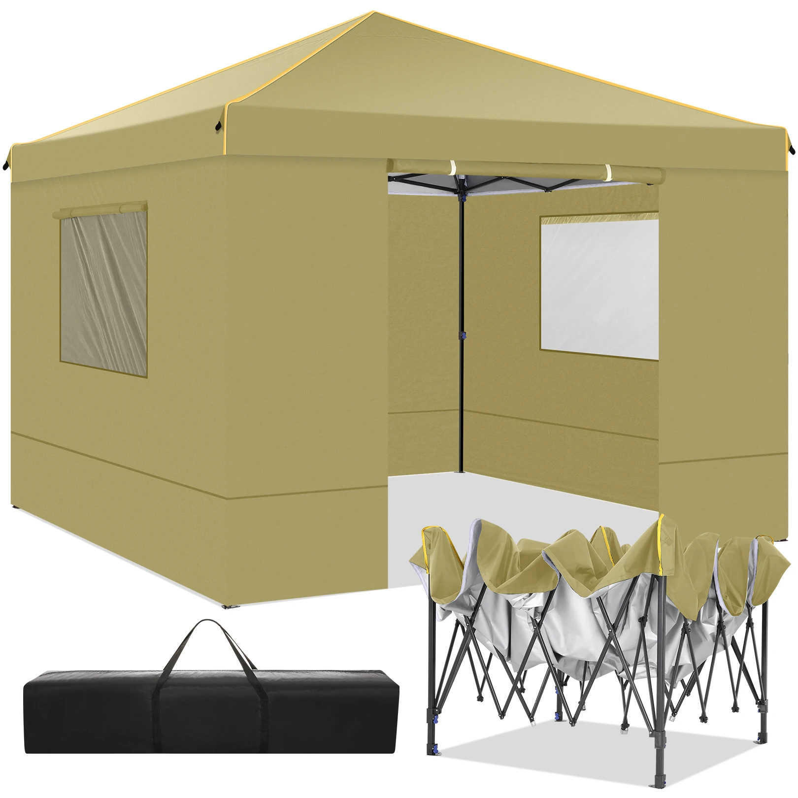 3x3m Pop Up Canopy Tent Folding Gazebo With 4 Sidewall Outdoor Commercial Instant Gazebo Tent For Party Garden Backyard Wedding