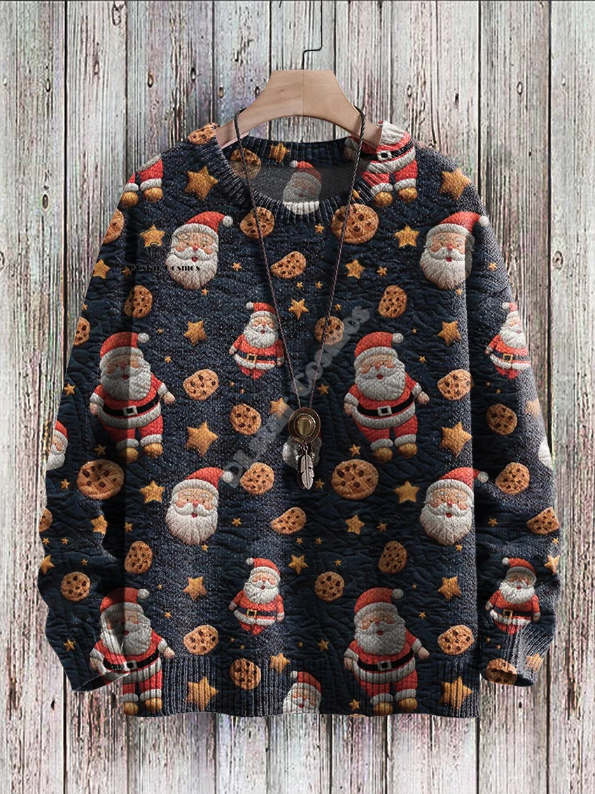 Christmas Ugly Knitted Sweater Xmas Santa Claus Animal Colorful Tattoo Retro Unisex 3DPrint Funny Harajuku Casual Long Sleeves K