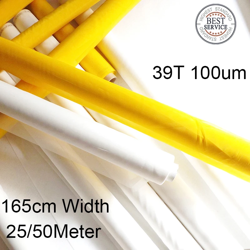 

Polyester Stiff Soft Mesh Fabric 39T 100um 165cm Width 25/50Meters for Silk Screen Printing Bolting Cloth White