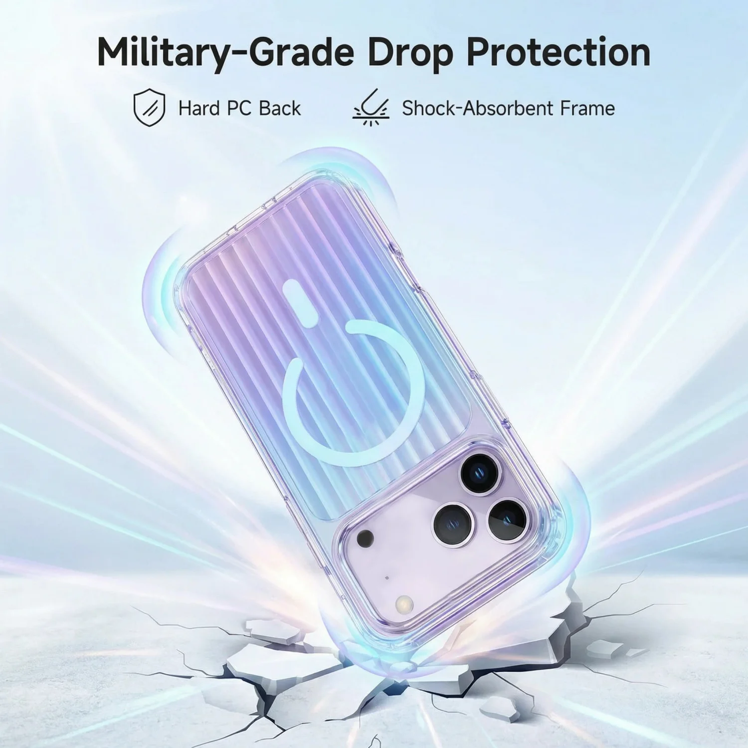 Gradient Stripe Magnetic Phone Case with Flat Back Design