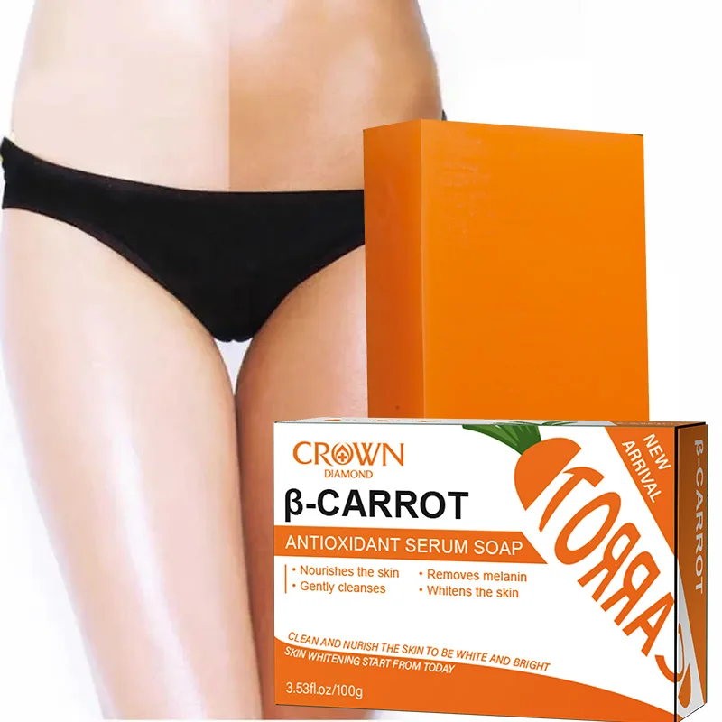 Lightening Carrot Soap for Skin Handmade Natural Bar Soap for Face and Body Whitening Oil Control Brightens Skin Shrink Pore 3