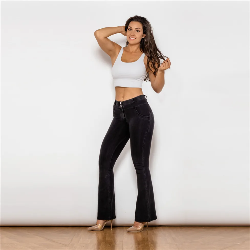 Shascullfites Melody Flare Jeans Women Scrunch Bum Butt Lift Jeans Wide Leg Slim Jeans Sexy Elegant Denim Pants 2