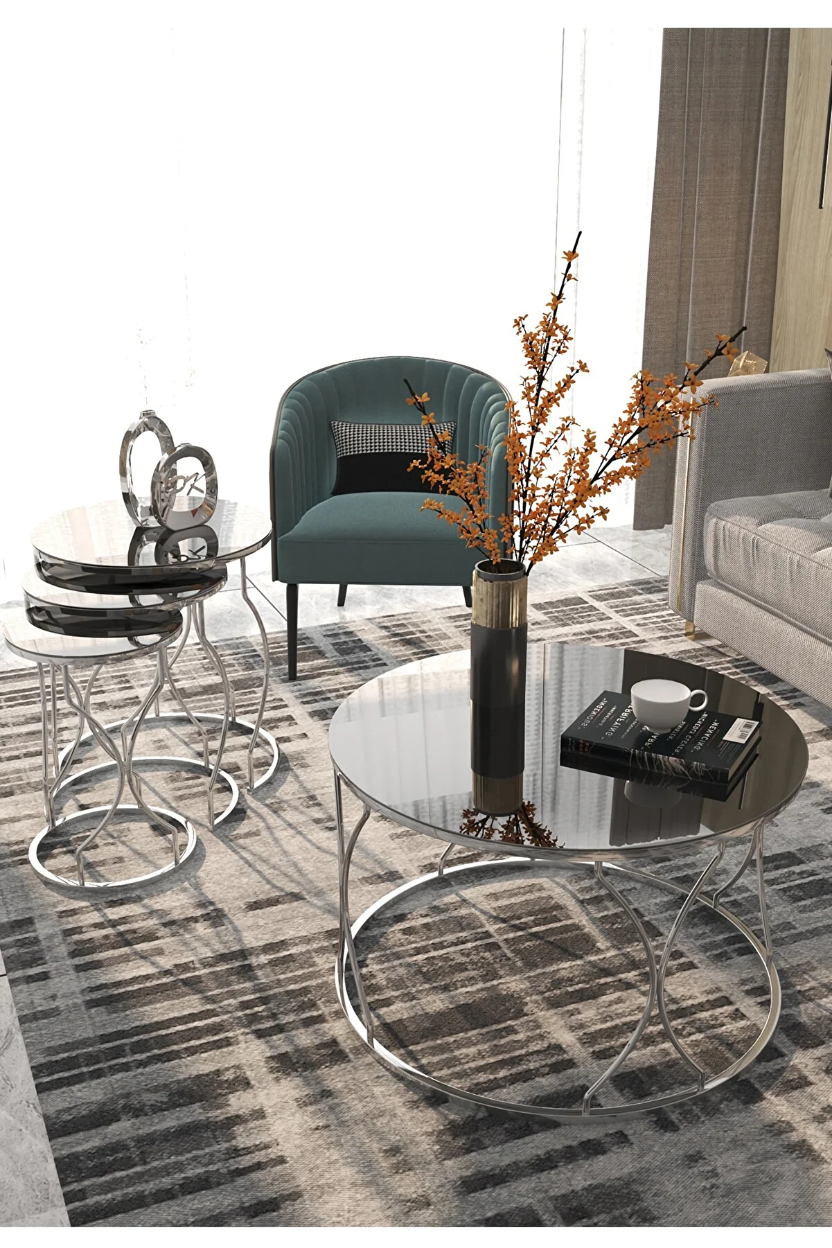 4PCsZigonAndMediumCoffeeTableSet1PCsMediumTripod3PCsZigon