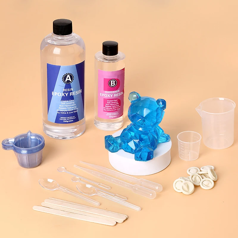 Epoxy Resin Kit Crystal Clear Easy Mix 3:1 AB Resin with Sticks,Graduated  Cups and