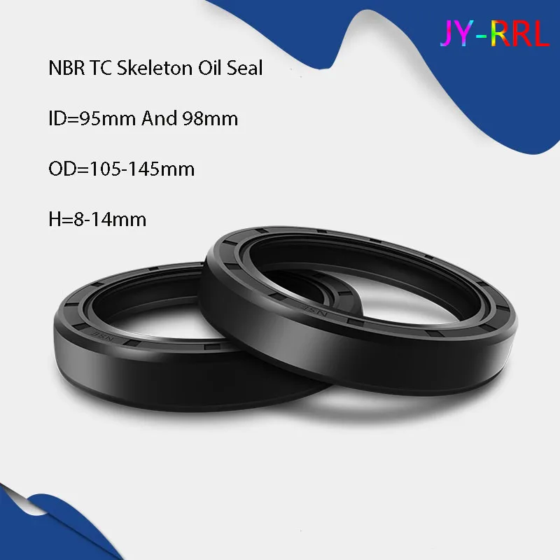 

Black NBR TC/FB/TG4 Skeleton Oil Seal ID 95mm-98mm OD 105-145mm Thickness 8-14mm Nitrile Butadiene Rubber Gasket Sealing Rings