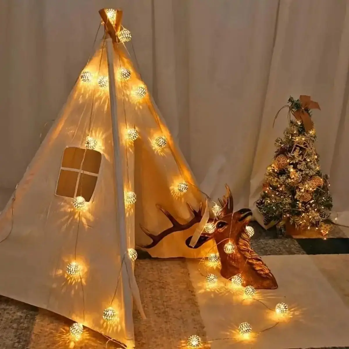 LED String Lights Decorative Lights String Lights LED Fairy Lights 1 Set Metal String Lights Moroccan Ball Lamp String Yard Light Spring Gift-NOT INCLUDED BATTERIES Holiday Accessory