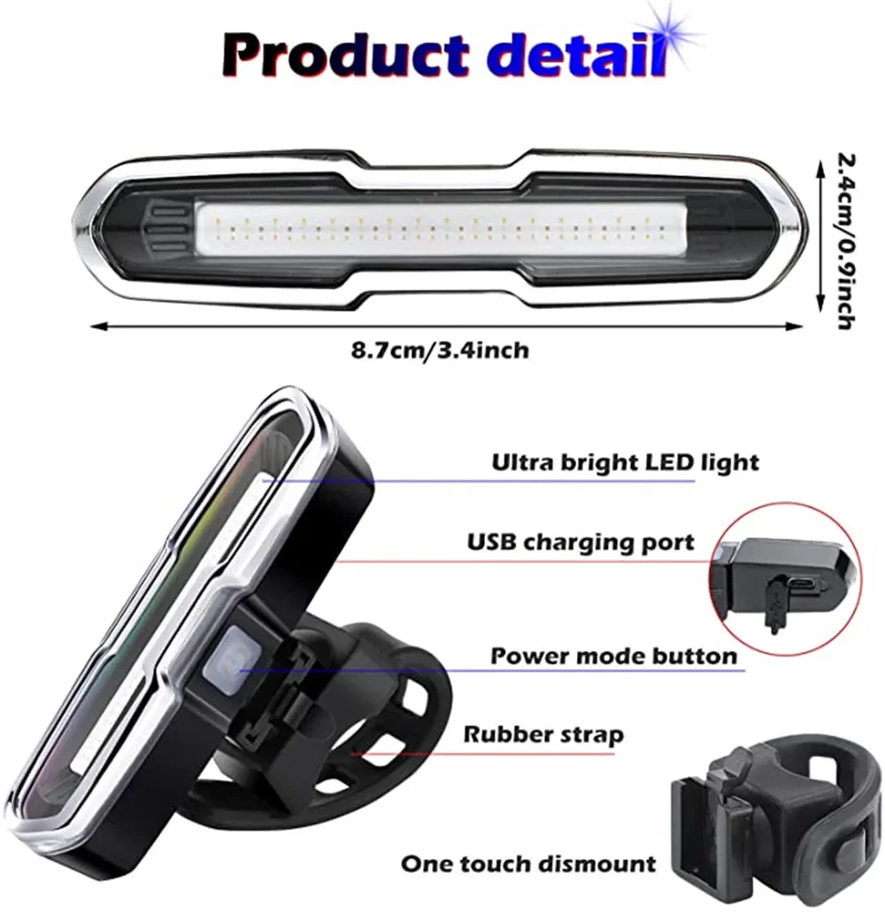 รูปสินค้า ไฟท้าย LED ชาร์จ USB ความปลอดภัยสูง สำหรับจักรยาน