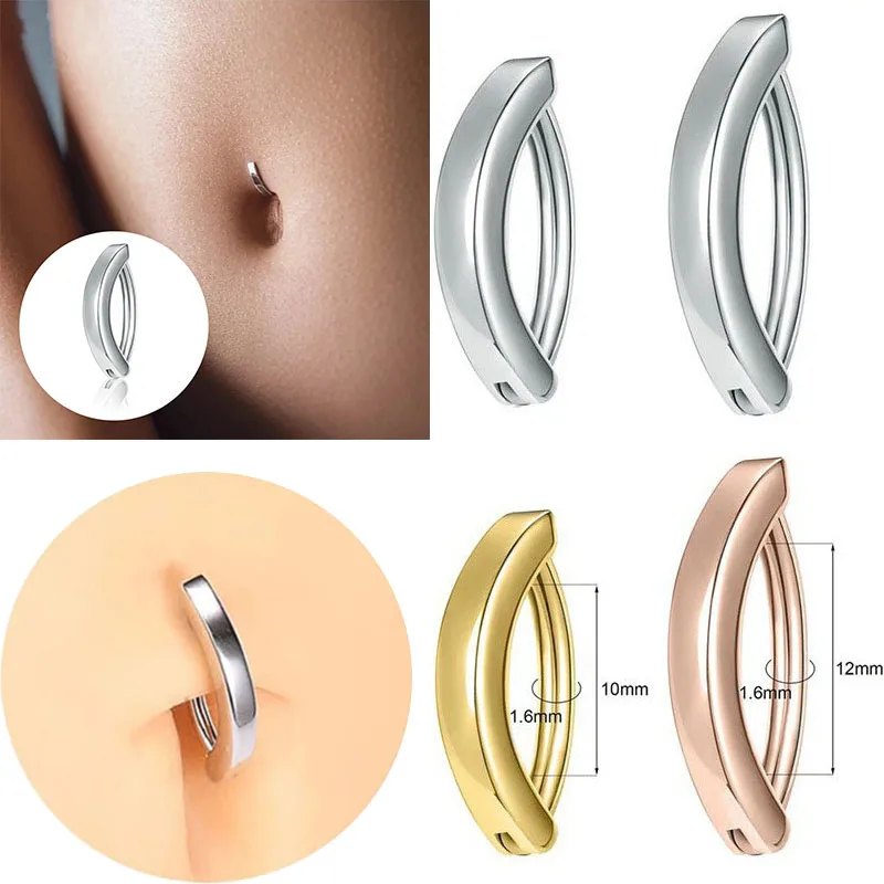 Stainless Steel Glossy navel button Piercing Simple Belly Ring Jewelry