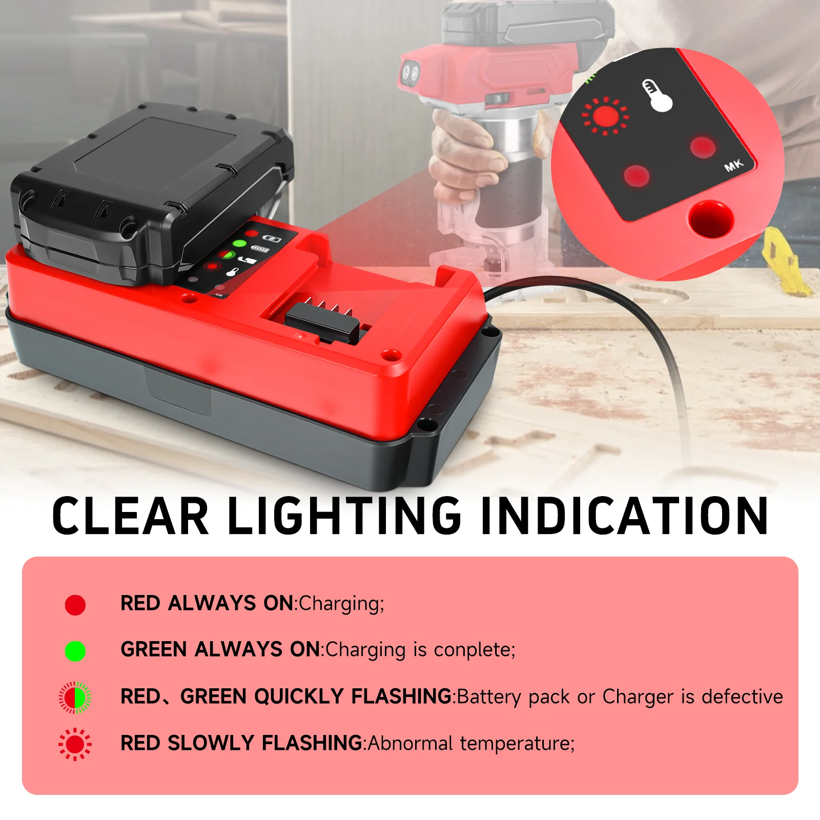 90W Dual Ports Charger for Milwaukee 18V Lithium Battery Charger Rechargeable 48