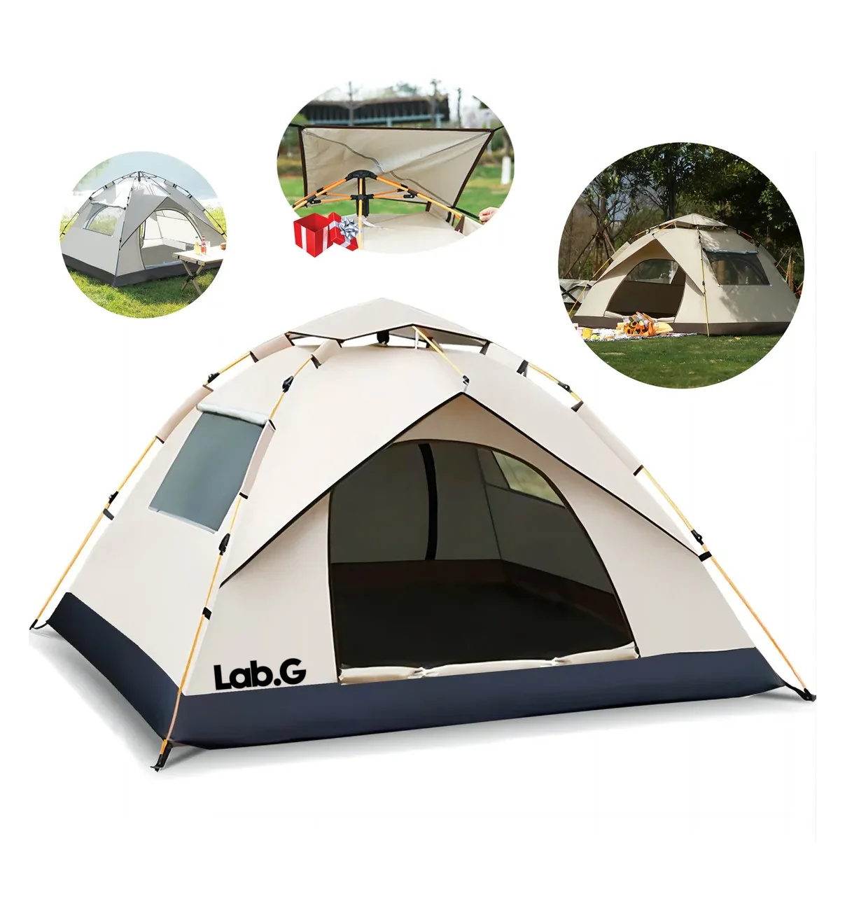 210×150 Cm 3 Personas Tienda Campaña Casa Camping Acampar Lab.G