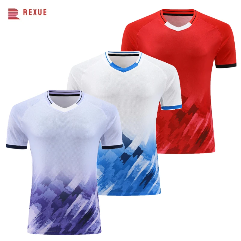 Badminton Short Sleeve Shirt Men Women Kid Table Tennis Ping Pong Pickleball Competition Uniform Top Red White Purple