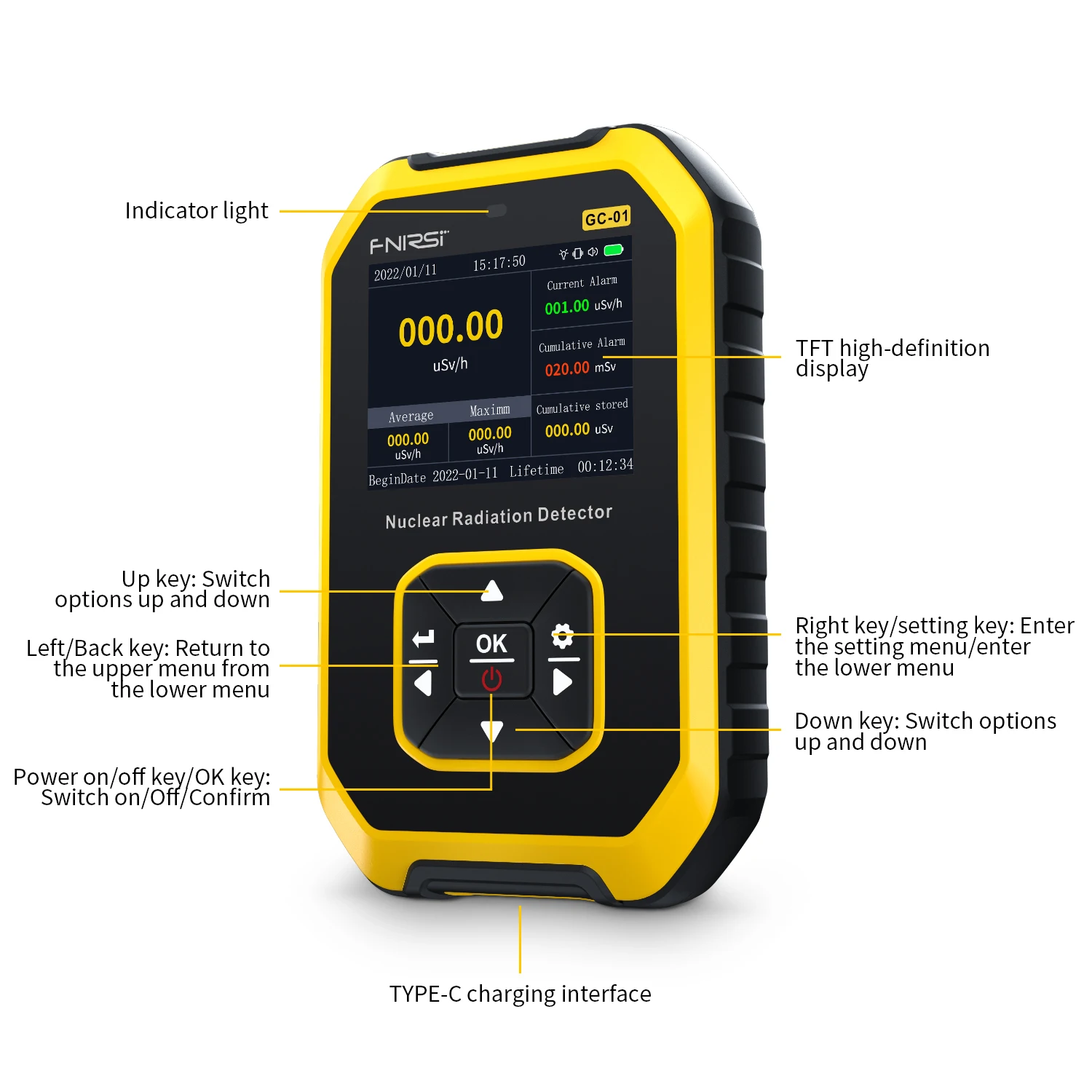 Geiger Counter Nuclear Radiation Detector X-ray Beta Gamma Detector Dosimeter Y-ray &beta;-ray Radioactive Tester radiation detector geiger counter