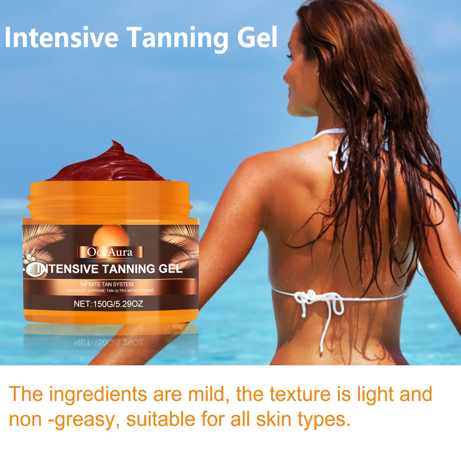 Gel abbronzante intensivo Nutrire la pelle Idrata Riparatore Bronzante senza sole Booster Abbronzante Lettino estivo Crema acceleratore abbronzante per spiaggia 3