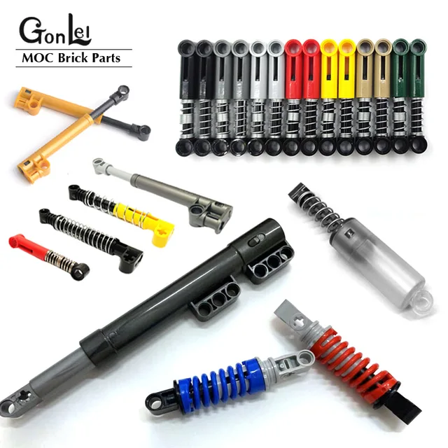 Technical Steering Shock Absorber 6.5L 9.5L 10L,L Damped, with Hard/Soft Spring 76320 MOC Building Block Bricks DIY Kids Toys 1