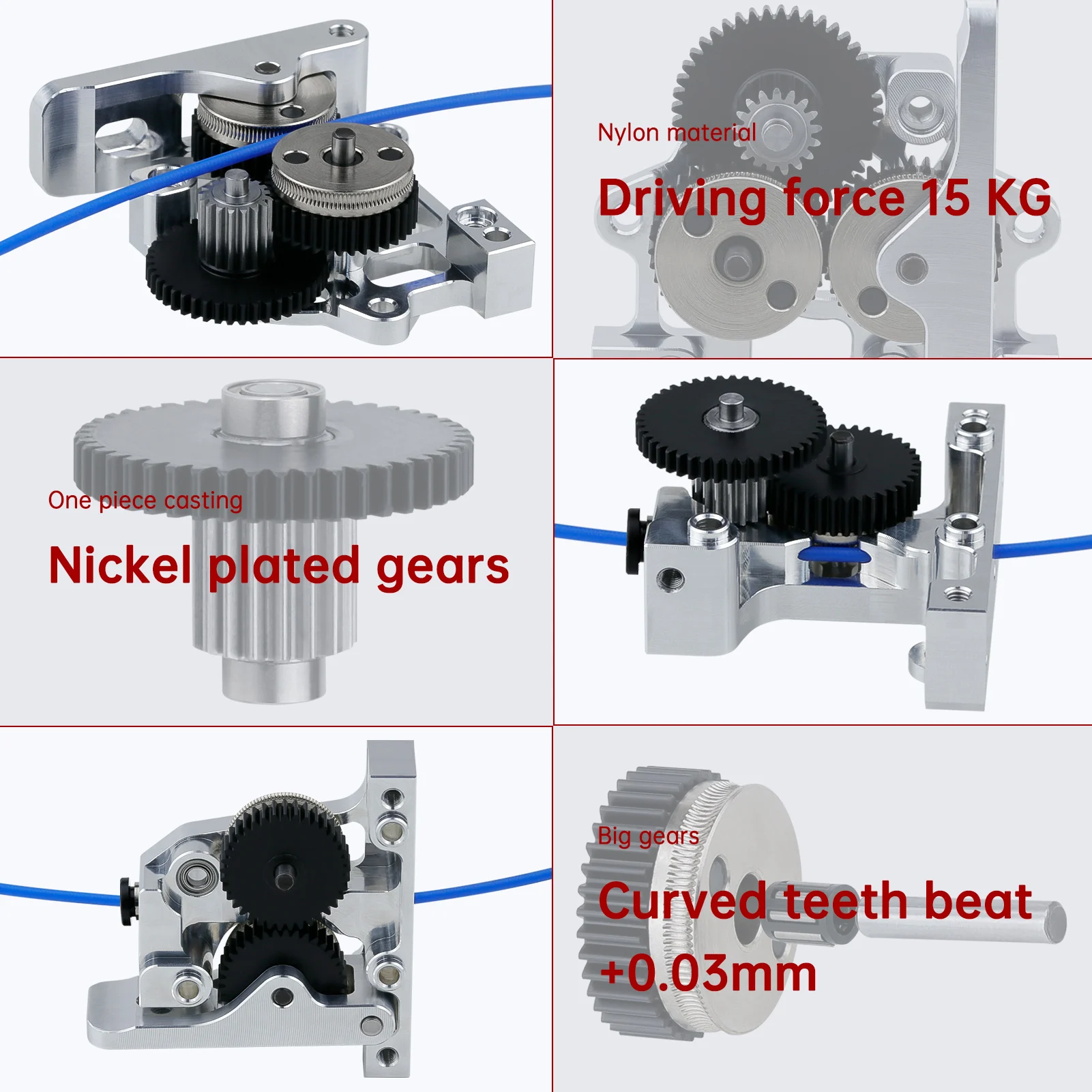 Dual Gear All-Metal Extruder with Hardened Steel