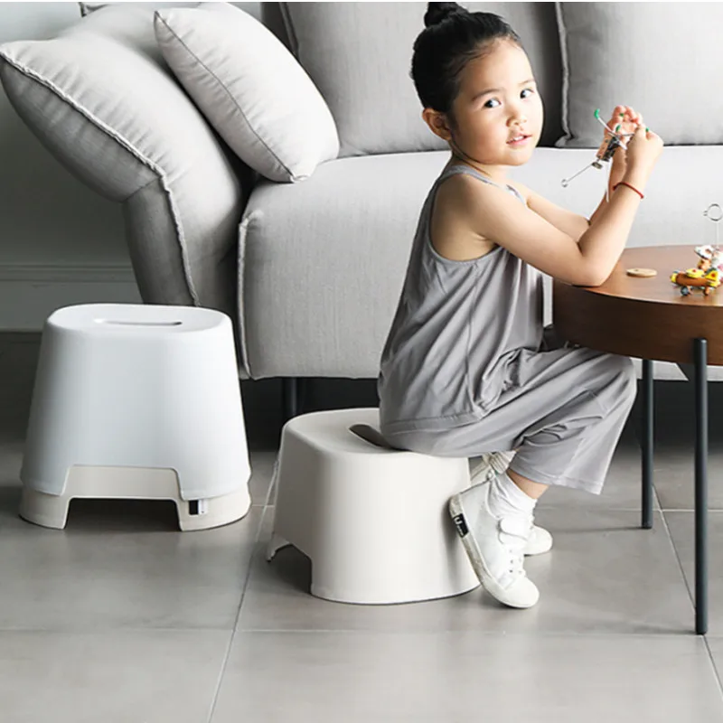 2Size Nordic Bathroom Bath Shower Chair Kid Furniture Thicken Round Shoe Seat Non Slip Disabled Toilet Stool Girl Boy Birth Gift