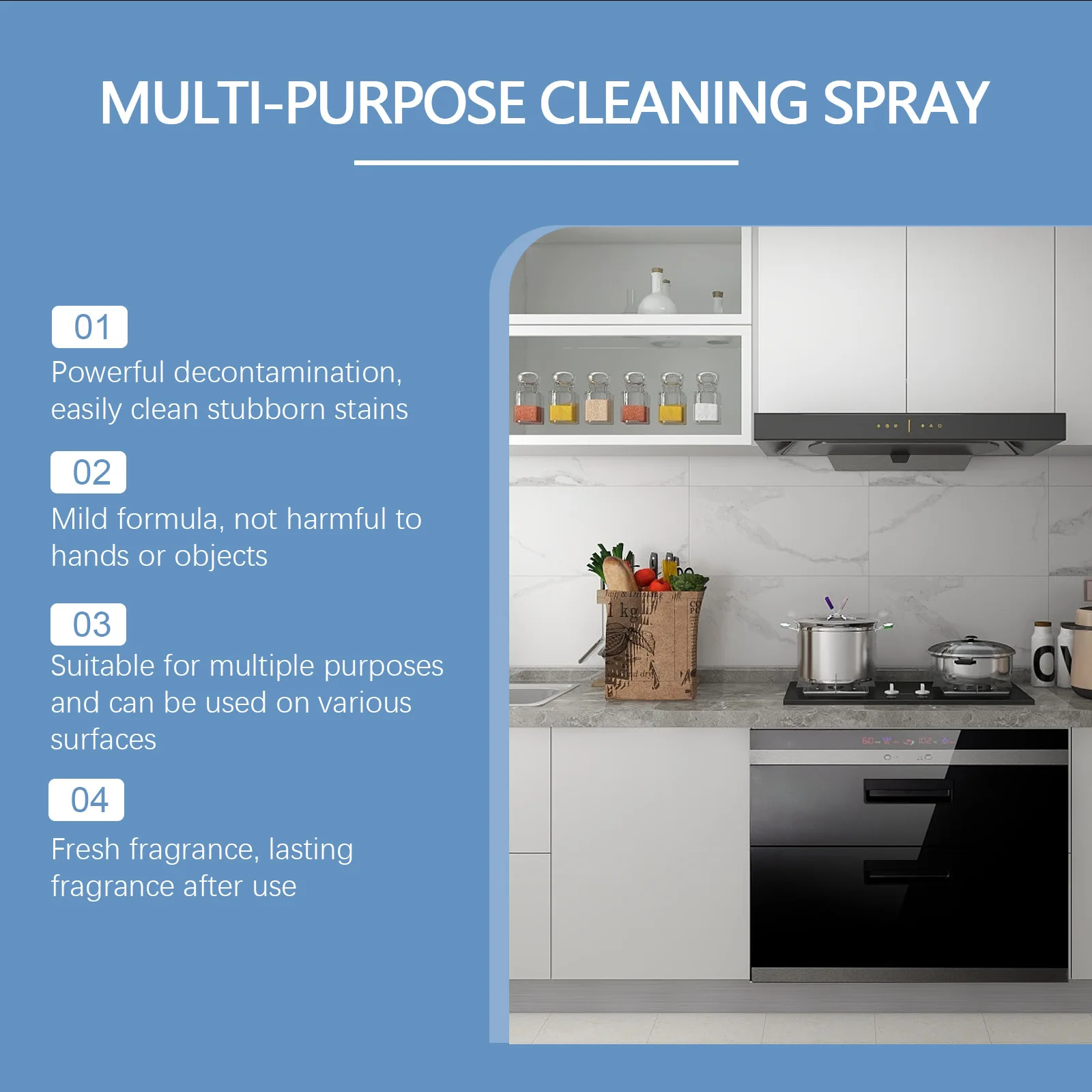 Jue-Fish 100ml Kitchen Effective Greases Cleaner Grills Ovens Heavy Oil Stain Remove Cleaning Refreshing Bubble Cleaner Spray