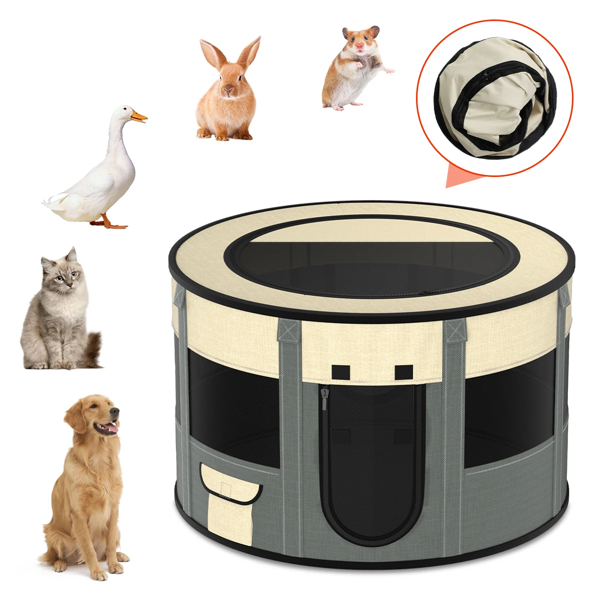 Portable Folding Pet Tent Dog House Octagonal Cage For Cat Tent Playpen