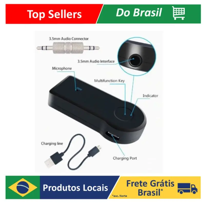 Adaptateur Récepteur Bluetooth, Crevette Musicale, Cellulaire Para Som Carro
