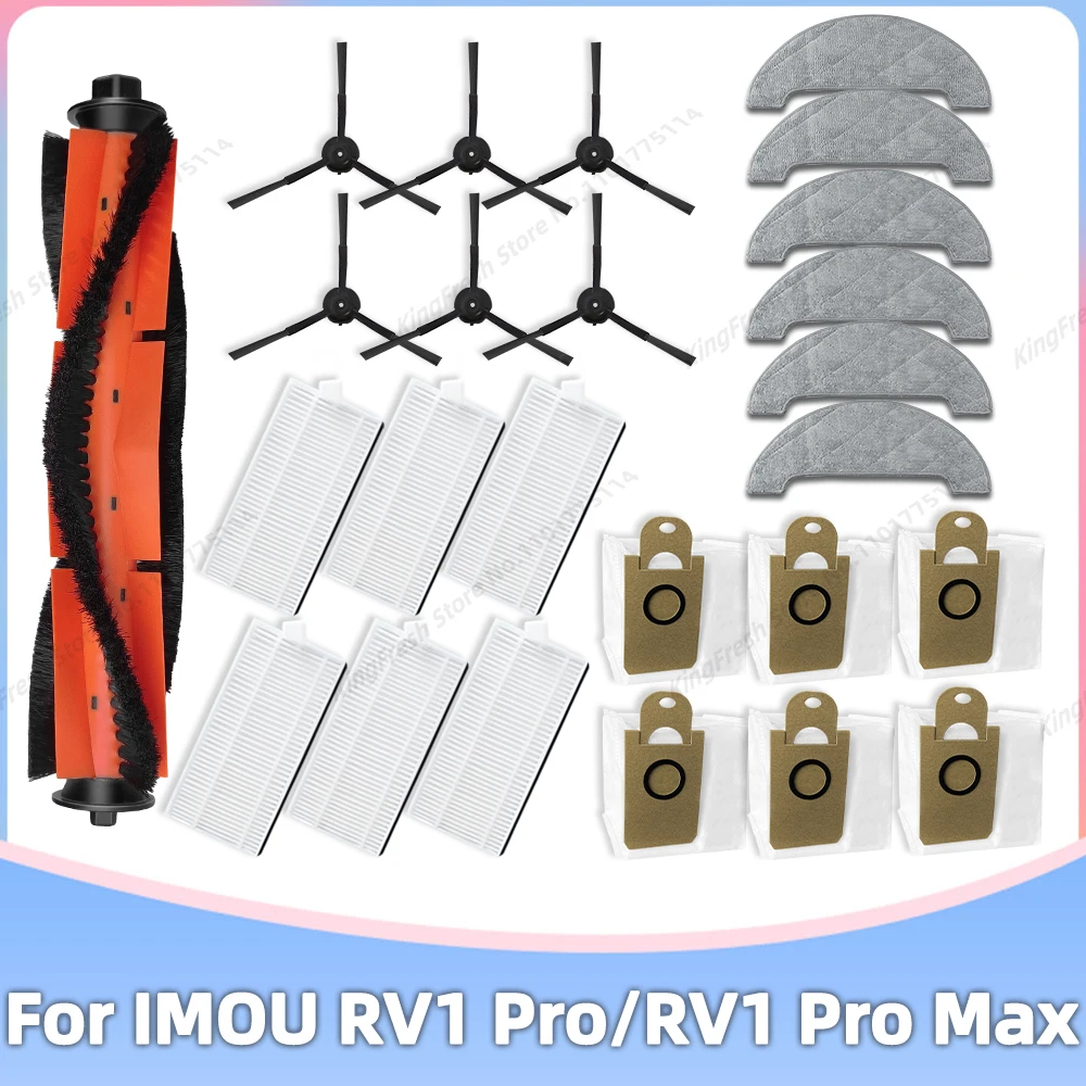 Compatível com Peças de Reposição para Aspirador Imou Rv1 Prorv1 Pro Max Acessórios Principais Escova Lateral Filtro Hepa Pano de Limpeza Bolsa de pó