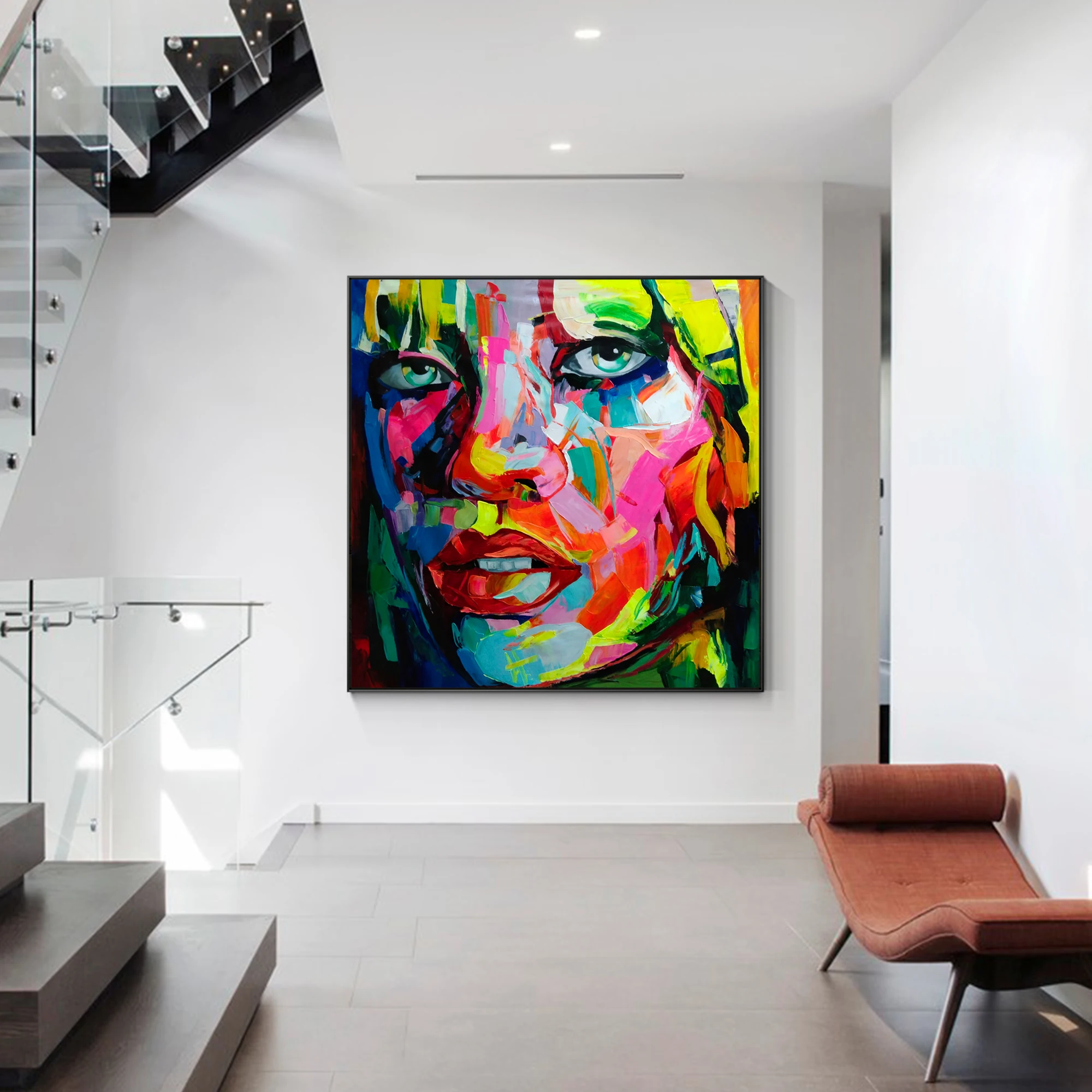 

Hand painted Francoise Nielly Palette knife portrait Face Oil painting Character figure canva wall Art picture15-22