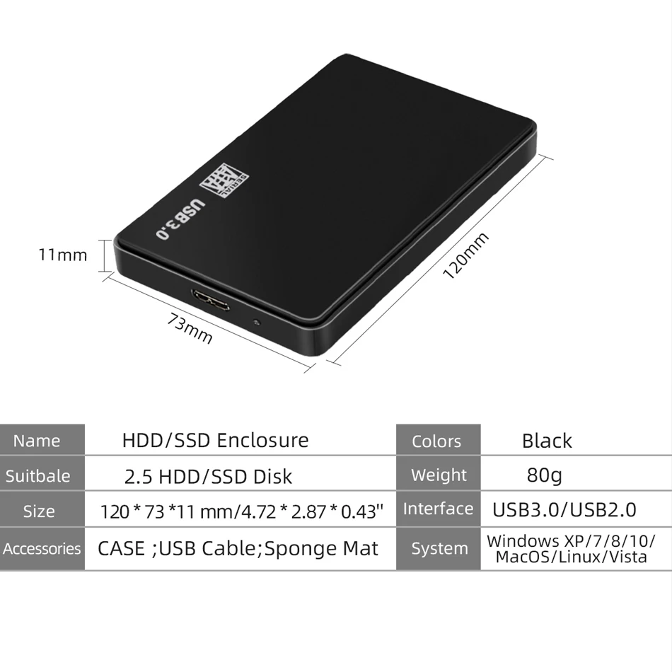 External hard drive case USB 3.0 To 2.5 Inch Hard Drive Case SATA HDD SSD Enclosure 5Gbps For PC Laptop Smartphone
