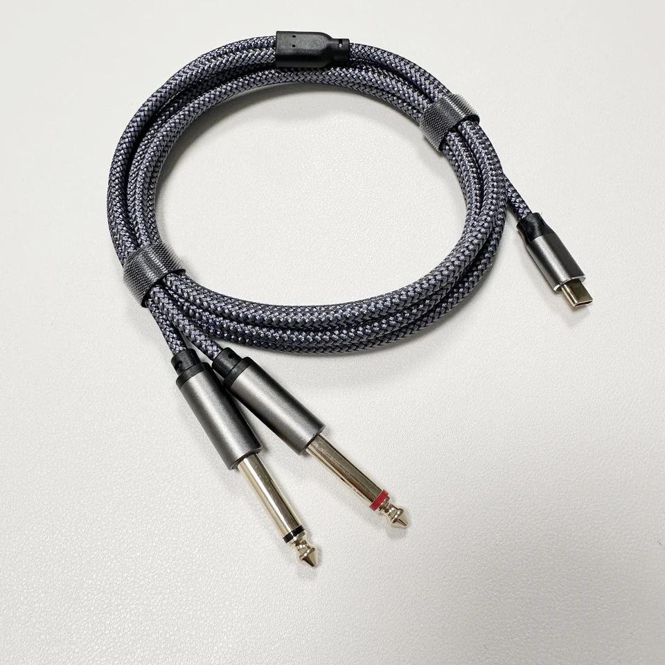 Devinal Cavo audio da USB C a 1/4, Type C a doppio cavo AUX stereo TRS da 6 ,35 mm, splitter a Y, 2 Metro