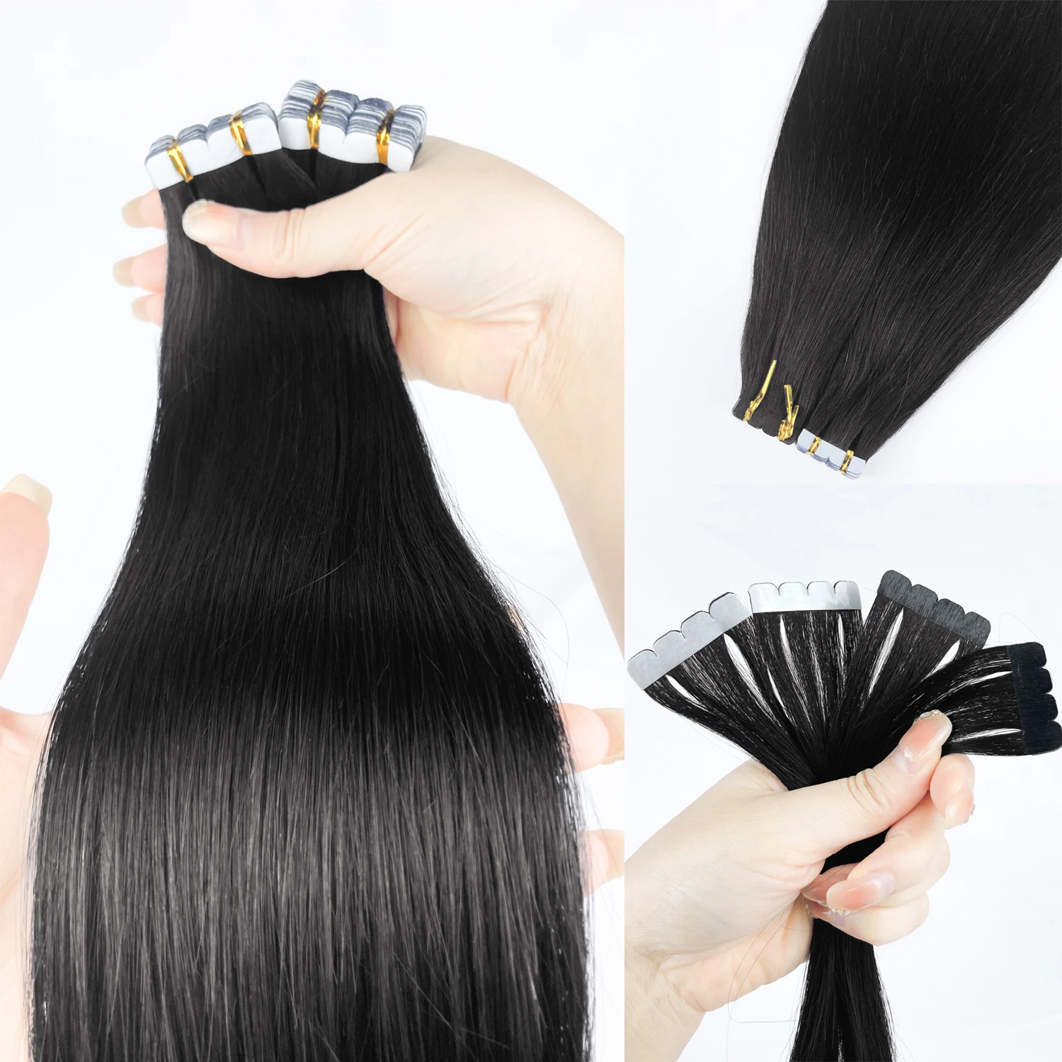 미니 테이프 인 헤어 익스텐션 레미 인모 내추럴 스트레이트 50G/20개 심리스 스킨 웨프트 접착제 16-26인치 미니 테이프 인 헤어