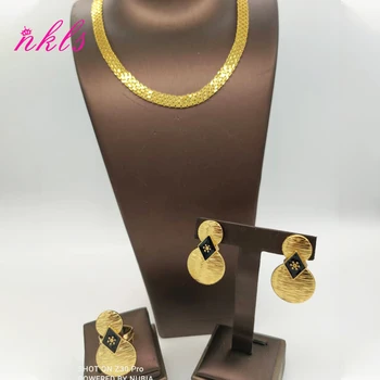 Jewelry Sets For Women Gold Color Chain Luxury Design Earrings Ring The Latest Jewelry Party