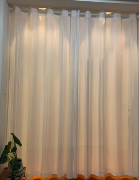 Striped Vertical Privacy Sheer Tulle for Windows Transparent Chiffon White Tulle Blinds Style Curtains photo review