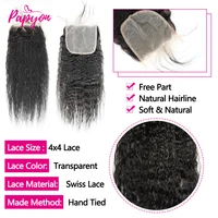 PAPYON Kinky Straight Mèches Avec Closures Deep Wave Tissage Avec 4x4 Closure Tissage Cheveux Humains Yaki Straight Bundles With Closure Livraison 3 Jours France 5
