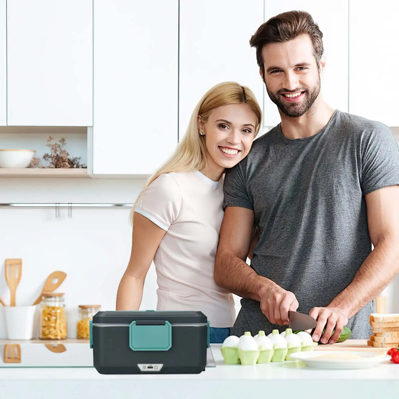 2,5L 90W Elektrische Heiz-Lunchbox 12/24/220V Edelstahl-Innenbehälter Tragbarer Speisenwärmer Bento-Box Lebensmittelbehälter für Auto und Zuhause – Detail 7