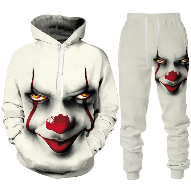 Funny Halloween Clown 3D Printed Hoodies&Pants Suit Hip Hop Men/Women  Personality Streetwear Clothing Horror Movie Tracksuit Set