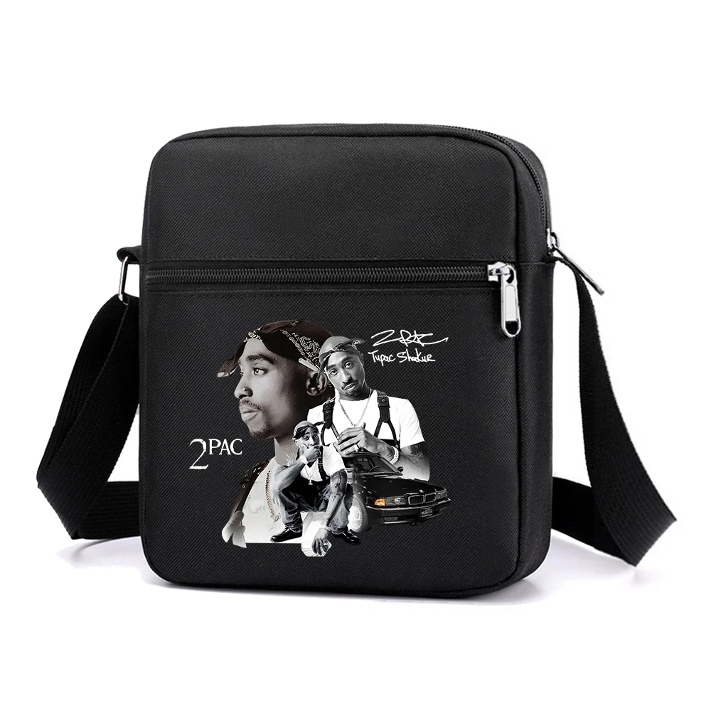 Rapper Tupac 2pac printed Crossbody bag large capacity men shoulder bag mobile phone portable outdoor storage Bag