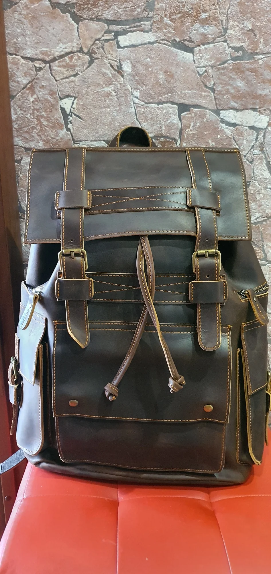 Leather Backpack Luxury Male Real Leather Travel Day Bag