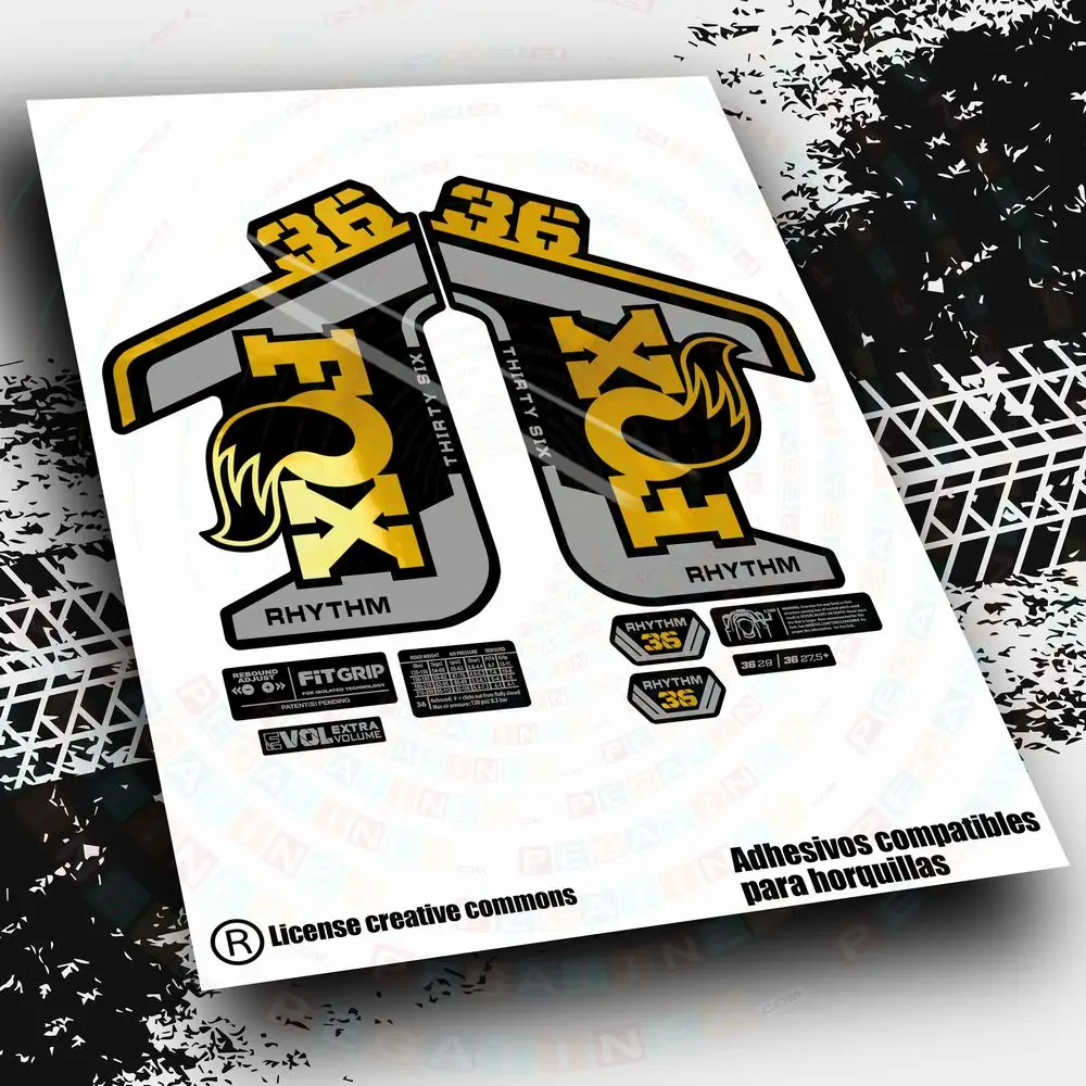 Adesivi Compatibili Forcella Fox 36 Rhythm 2021-21 Wp458 Accessori Bici Bicolore Bici Vinilos Mountain Mtb Btt