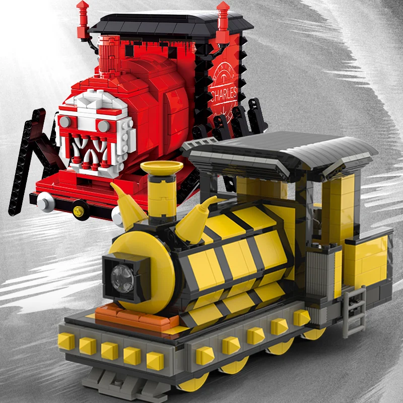 Buildmoc horrores jogo choo-choo charles blocos de construção definir  aranha trem ferroviário trilha figuras animais tijolos brinquedos presentes  de