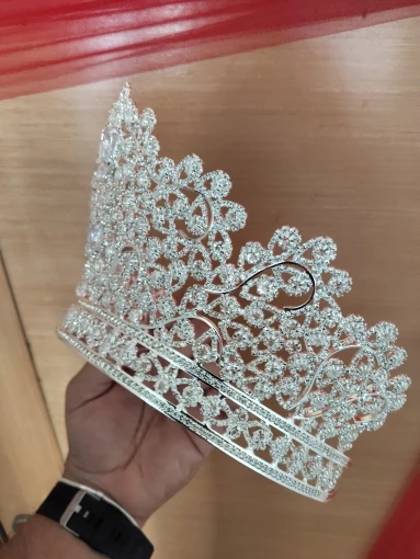 Zirconia Tiaras and Crowns Rhinestones Headband For Brides Party Big Large Headpiece Wedding Accessories Bridal Hair Jewelry