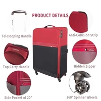 Ensemble de 3 valises SUPER SOLU, souples et extensibles, en tissu (20 + 24 + 28 pouces), avec serrure TSA et roulettes 360°. °   Expédition en rouleau depuis DE 2